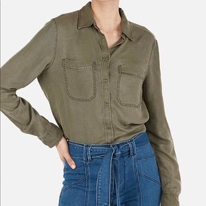 Express Olive Button Up